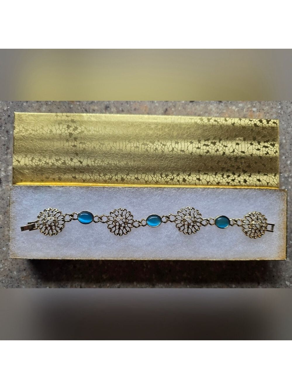 Vintage Gold and Blue Bracelet